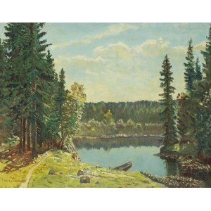Konstanty Mackiewicz (1894 Małoryta/vicino a Brest - 1985 Łódź), Paesaggio con lago