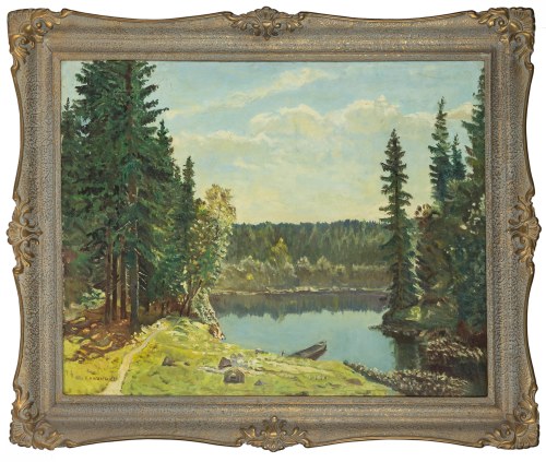 Konstanty Mackiewicz (1894 Małoryta/k.Brześcia - 1985 Łódź), Pejzaż z jeziorem