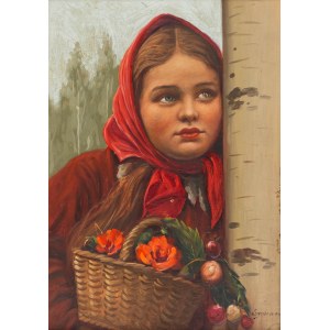 Konstanty Shevchenko (1910, Warsaw–1991, ibid.), Girl with a Basket of Flowers