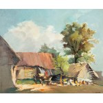 Stanisław Jan Łazorek (1938 Aksamanice-2000 Kazimierz Dolny), Przed wiejską zagrodą