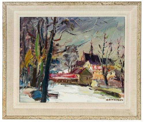 Józef Wasiołek (1921 Smarglin - 2008 Łódź), Widok na farę w Kazimierzu Dolnym