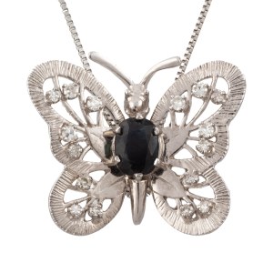 Butterfly-shaped pendant on a chain, second half of the 20th century