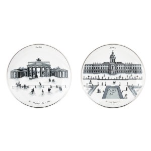 A pair of plates featuring views of Berlin, Berlin, mid-20th century