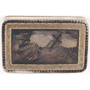 SNUFFBOX WITH SHIPS AT SEA, Russia, Moscow, 1815