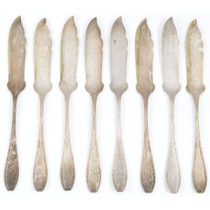 EIGHT FISH KNIVES, Louis XVI style, Poland, Warsaw, Fraget, late 19th century