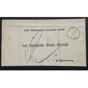 LETTER—1872, BRALIN-SYCÓW, ROYAL COUNTY COURT