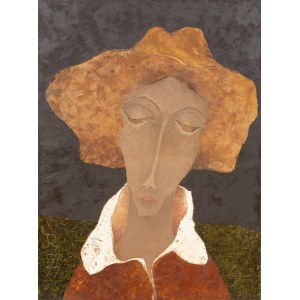 Ryszard Zając (1929–2016), Portrait in a Beige Hat, 1977