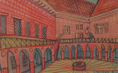 Edward Dwurnik (1943 - 2018), Dziedziniec Collegium Maius w Krakowie, 1967