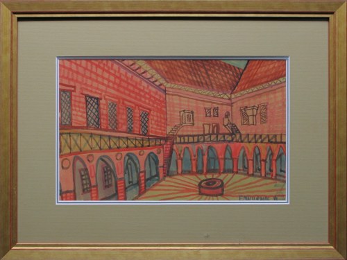 Edward Dwurnik (1943 - 2018), Dziedziniec Collegium Maius w Krakowie, 1967