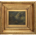 Brodszky Sándor (1819-1901) Erdei kápolna Olaj, karton 20 × 24 cm Jelzés nélkül Hátoldalon hagyatéki bélyegző és MNG bírálati szám: 605/1967