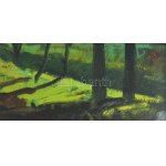 Incze István (1905-1978): Erdélyi táj. Olaj, karton, jelezve jobbra lent, üvegezett fakeretben, 50×67 cm / oil on board, signed lower right, framed