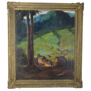 Barabás István (1914-2007): Erdélyi táj. Olaj, vászon. Jelezve jobbra lent. Dublírozott. Dekoratív fakeretben. 68x58 cm