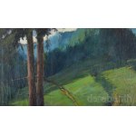 Barabás István (1914-2007): Erdélyi táj. Olaj, vászon. Jelezve jobbra lent. Dublírozott. Dekoratív fakeretben. 68x58 cm