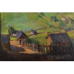Barabás István (1914-2007): Erdélyi táj. Olaj, vászon. Jelezve jobbra lent. Dublírozott. Dekoratív fakeretben. 68x58 cm