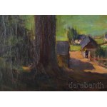 Barabás István (1914-2007): Erdélyi táj. Olaj, vászon. Jelezve jobbra lent. Dublírozott. Dekoratív fakeretben. 68x58 cm