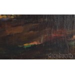 Barabás István (1914-2007): Erdélyi táj. Olaj, vászon. Jelezve jobbra lent. Dublírozott. Dekoratív fakeretben. 68x58 cm