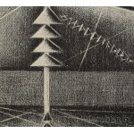 Gross-Bettelheim Jolán (1900-1972): Távvezeték. Litográfia, papír, jelzett. 29×23,5 cm.