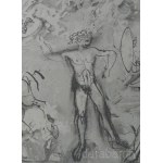 Vinkler László (1912-1980): Mitológiai jelenet. Tus, papír, jelzett. Üvegezett fakeretben. 24×31 cm.