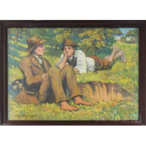 Bottka Miklós (1876-1941): Domboldalon. Pasztell, papír, jelzett. Üvegezett fakeretben, 50x69 cm