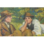 Bottka Miklós (1876-1941): Domboldalon. Pasztell, papír, jelzett. Üvegezett fakeretben, 50x69 cm