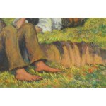 Bottka Miklós (1876-1941): Domboldalon. Pasztell, papír, jelzett. Üvegezett fakeretben, 50x69 cm