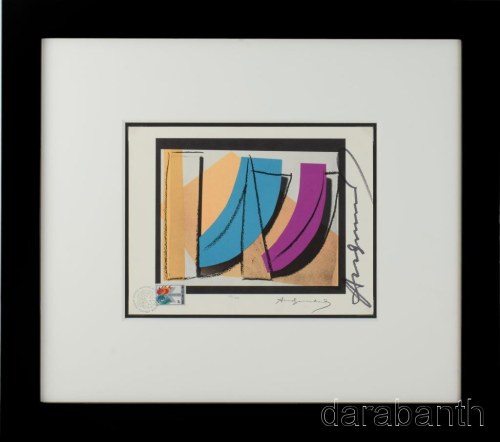 Andy Warhol (1928-1987): U.N. Stamp, 1979. Ofszet litográfia, papír, bélyeg és bélyegzés, jelezve jobbra középen: Andy Warhol, jelezve jobbra lent nyomtatva: Andy Warhol, számozott: 682/1000. Hátoldalán 