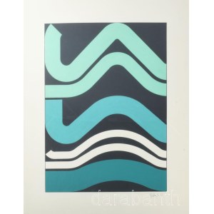 Joláthy Attila (1927-1998): Hullámzó formák (cím nélkül), 1976. Tempera, papír. Jelzett. Üvegezett keretben. 47x35.