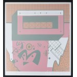 Bak Imre (1939-2022): Cím nélkül, 1980-as évek. Szitanyomat, papír, jelzés nélkül. Üvegezett fakeretben. 55x55 cm