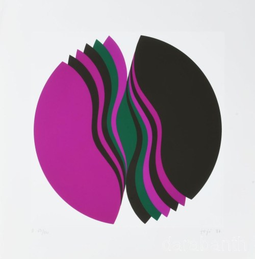 Fajó János (1937-2018): Mélység, 1987. Szitanyomat, papír, jelzett. Számozott: 50/130. 31,5x31,5 cm. Bal felső sarkában nyomatot nem érintő apró hajtásnyommal, máskülönben jó állapotban / János/Jan Fajó (1937-2018): Mélység (depth), 1987. Serigraphy on pa