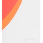 Fajó János (1937-2018): Elliptikus kompozíció (cím nélkül), 2005. Szitanyomat, papír, jelzett, számozott: 10/22, üvegezett fakeretben, 64x39 cm