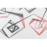 Lehel István (1917-1973): Geometrikus kompozíció, 1963. Akril, papír, jelzett, üvegezett fakeretben, 45x58 cm