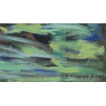 Simonyi Emő (1943-): Fürdőzők 2011. Olaj, vászon, jelzett j.l. 50x60 cm Aranyozott fa keretben.