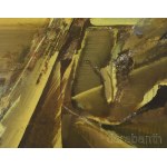 Bihari Sándor (1947-2013): Naplemente. Plextol, farost. Jelzett. Hátoldalán Képcsarnok Vállalat címkéjével. Üvegezett, dekoratív fakeretben. 50x60 cm.
