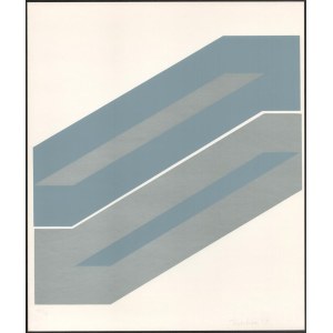 Trombitás Tamás (1952-): Geometrikus kompozíció (cím nélkül), 1979. Szitanyomat, papír, jelzett. Számozott: 100/66. 28x28 cm.