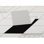 Kocsis Imre (1937-1991): Geometrikus kompozíció, 1972. Szitanyomat, papír, jelzett. Üvegezett fakeretben, 49×49 cm. / serigraphy on paper, signed, framed