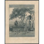 Franz von Bayros (1866-1924): Fürdő (erotikus kisgrafika). Heliogravűr, papír, ceruzával jelzett. Kisebb elszíneződésekkel. 10x8 cm