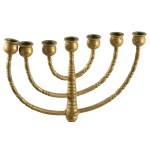 Nagyméretű bronz menóra. Orosz, cca 19. sz. közepe - második fele, 32x38 cm /// Large bronze menorah. Russian, circa mid-to-late 19th century, 32 × 38 cm.