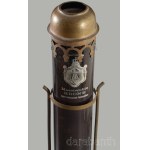 cca 1910 Massivrubin Krone petróleum sötétkamra lámpa, jelzett, jó állapotban, m: 41 cm /// Circa 1910, massive ruby glass Krone kerosene darkroom lamp. Marked, in good condition. Height: 41 cm.