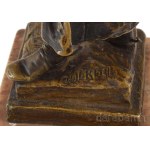 Oscar Hertel (1878-1960) után: Napoleon. Patinázott bronz szobor márvány talapzaton, m: 25 cm, talapzattal 27,5 cm /// After Oscar Hertel (1878-1960): Napoleon. Patinated bronze sculpture on a marble base, height: 25 cm; 27.5 cm including the base.