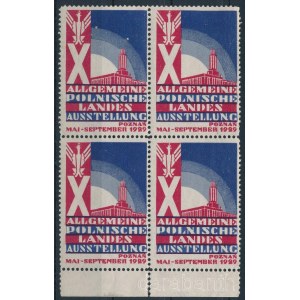 1929 Allgemeine Polnische Landes Ausstellung label block of 4