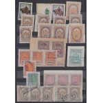 120 db budapesti okmánybélyeg, közte összefüggések, szép bélyegzések, berakóban (ca. 350.000)