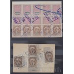 120 db budapesti okmánybélyeg, közte összefüggések, szép bélyegzések, berakóban (ca. 350.000)