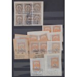 120 db budapesti okmánybélyeg, közte összefüggések, szép bélyegzések, berakóban (ca. 350.000)