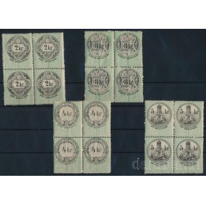 4 klf okmánybélyeg használatlan négyes tömbökben / unused blocks of 4