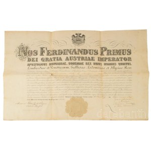 1843 A Lisznyói székely Jakó (Jákó) Ferenc kinevezési ügyvédi hivatásba. Donáth Sándor és Vargyas Sándor Dániel aláírásával. papírfelzetes viaszpecséttel, hátoldalán sepsiszentgyörgyi kihirdetési záradékkal. 60x43 cm Hajtva