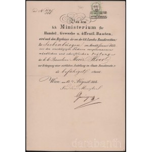 1854 Karl von Geringer (1806-1889) kereskedelmi miniszterhelyettes, Magyarország helytartója által aláírt hivatalos irat