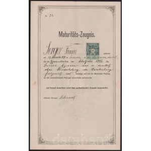 1886 Suceava, Suczawa, Románia, érettségi bizonyítvány / Maturitäts-Zeugnis