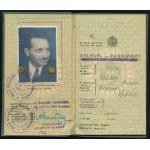 1946 Bp., Gyenes István (1915-1984) újságíró felülbélyegzett (Magyar Köztársaság) útlevele és MÁV igazolványa