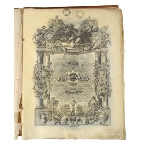 1844 Jakab András lovaggá emeléséről és címeradományozásról szóló uralkodói címereslevél, armalis. Jakab András több mit 46 évnyi jogi szolgálatai jutalmául kapta az uralkodói elismerést, melyet Galiciában töltött le. Suczavában, Czernowitzban, majd a Lem