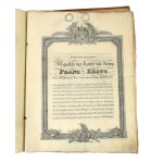 1844 Jakab András lovaggá emeléséről és címeradományozásról szóló uralkodói címereslevél, armalis. Jakab András több mit 46 évnyi jogi szolgálatai jutalmául kapta az uralkodói elismerést, melyet Galiciában töltött le. Suczavában, Czernowitzban, majd a Lem
